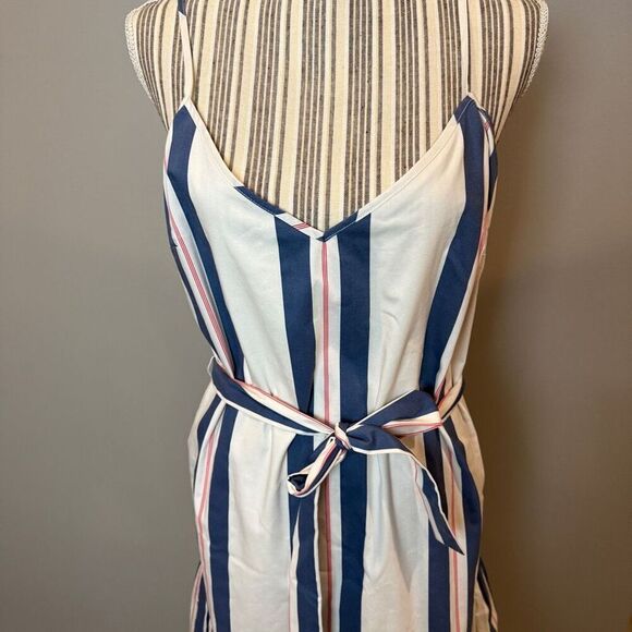 Banana Republic Americana Red white and blue striped Ruffle bottom dress 8 - Picture 2 of 9